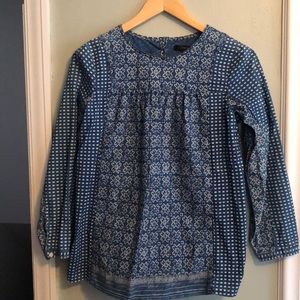 J crew size 4 denim and white blouse